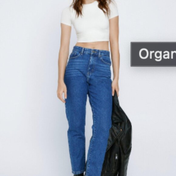 Nasty Gal Organic Denim High Waisted Mom Jeans -  US 12 - Picture 1 of 3